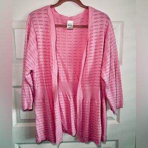 Blair Woman’s Pink Cardigan 3/4 Sleeve Size 2XL